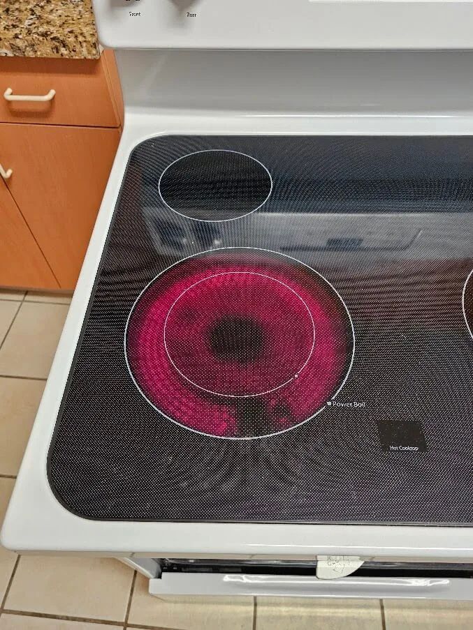 Glass top stove burner stuck on high heat due to infinite switch failure
